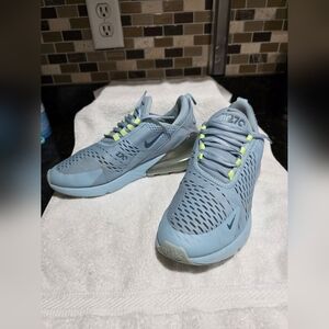 Nike Air Max 270 Light Blue with Neon Accents, Size 7y